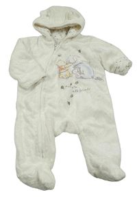 Smotanová chlpatá zateplená kombinéza s Púem s Íjáčkem a kapucňou Disney