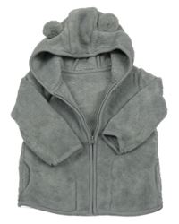 Sivá chlpatá prepínaci mikina s kapucňou s uškami