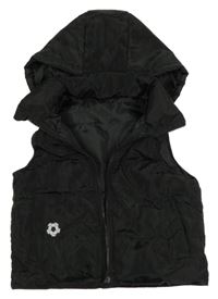 Čierna šušťáková zateplená vesta s kapucňou Shein