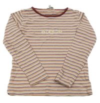 Vínovo-medovo-šedé pruhované triko s potiskem TCM