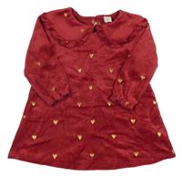 Červené plyšové šaty se srdíčky a límečkem H&M