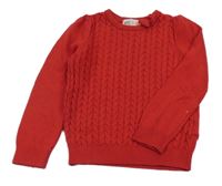 Červený svetr s copánkovým vzorem a mašlí H&M