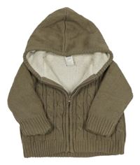 Hnědý podšitý propínací svetr s kapucí M&Co.