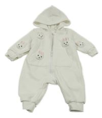 Biela rebrovaná kombinéza s králikmi a kapucňou Shein