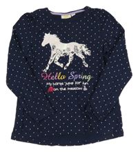 Tmavomodré bodkovaná é tričko s koněm Kids