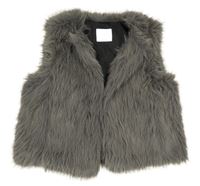 Tmavosivá kožušinová podšitá vesta Primark