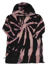 Čierno-staroružové batikované teplákové šaty s kapucňou Next