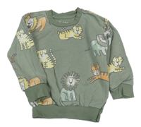 Khaki mikina so zvířaty Nutmeg