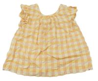 Meruňkovo-světležluto-ružová kockovaná blúzka M&S