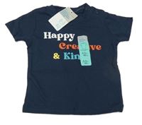 Nové - Tmavomodré tričko s nápisem Primark