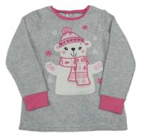 Sivá melírovaná mikina s medvěďom