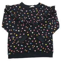 Čierna mikina so srdiečkami a volánikom H&M