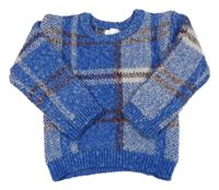 Modro-hnedý kockovaný sveter Primark