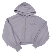 Levandulová prepínaci crop mikina s nápisom a kapucňou Zara