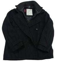 Čierny flaušový zateplený kabát Zara