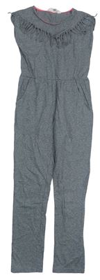 Sivý melírovaný nohavicový overal s strapcemi zn. H&M