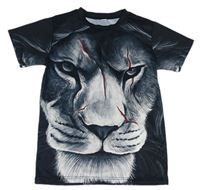 Čierne športové tričko s lvem