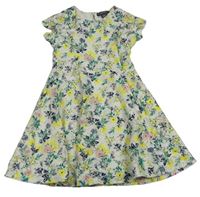 Bielo-farebné kvetované čipkové šaty zn. Primark