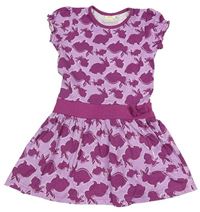 Lila-fuchsiové šaty s králikmi kids