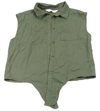 Khaki crop halenka s uzlem H&M