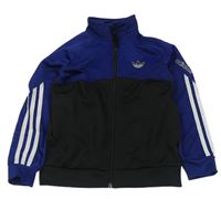 Černo-modrá sportovní propínací mikina s logem Adidas