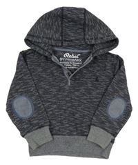 Tmavomodro-sivá pruhovaná mikina s kapucňou Rebel