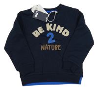 Nová - tmavomodrá mikina s nápisem 