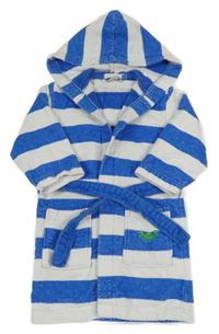 Modro-biely pruhovaný froté župan s kapucňou alive