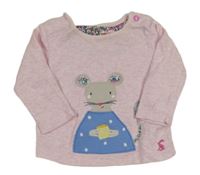 Světlerůžové melírované triko s myškou Joules