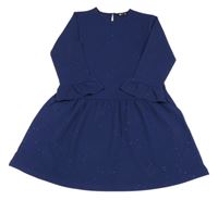 Tmavomodré rebrované trblietavé šaty