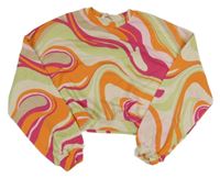 Zeleno-ružovo-oranžová vzorovaná crop mikina H&M