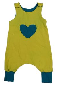 Žlto-modré ľahké na traké tepláky so srdcem