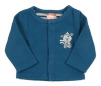 Tyrkysová fleecová prepínaci mikina s medvěďom