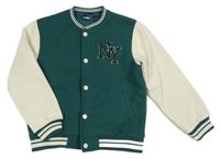 Zeleno-smotanová baseballová mikina s koženkovymi rukávy Lupilu