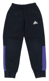 Tmavomodro-fialové tepláky s logem Adidas