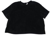 Černé crop sametové triko shein