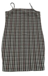 Čierno-bielo-ružové kockované šaty New Look