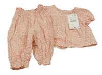 Nové - světlerůžovo-bílé květované tričko + kalhoty Zara