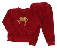 2 set - rubínová sametová mikina s Minnie + tepláky George