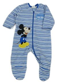 Modro-bílý pruhovaný fleecový overal s Mickeym Disney