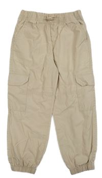 Smotanové plátenné cuff nohavice s vreckami C&A