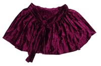 Vínová zamatová plisovaná sukňa s opaskom Zara