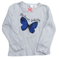 Biele tričko s motýlom H&M