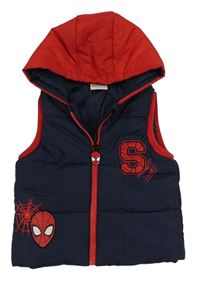 Tmavomodro-červená šusťáková zateplená vesta s kapucí - Spiderman Marvel