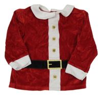 Červeno-bílé sametové triko - Santa zn. F&F