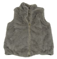 Sivá kožušinová zateplená vesta Dunnes Stores