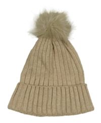Béžová rebrovaná čapica s brmbolcom PRIMARK