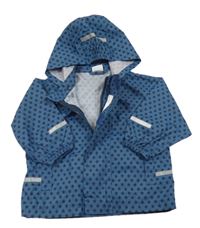 Tmavomdorá šušťáková jarná bunda s hviezdami a kapucňou Papagino