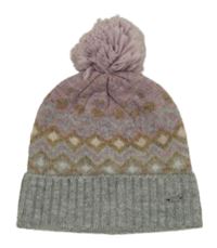 Sivo-lilo-béžovo-zelená vzorovaná čapica s brmbolcom