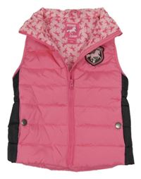 Růžovo-černá šusťáková zateplená vesta s koněm Active Touch 
